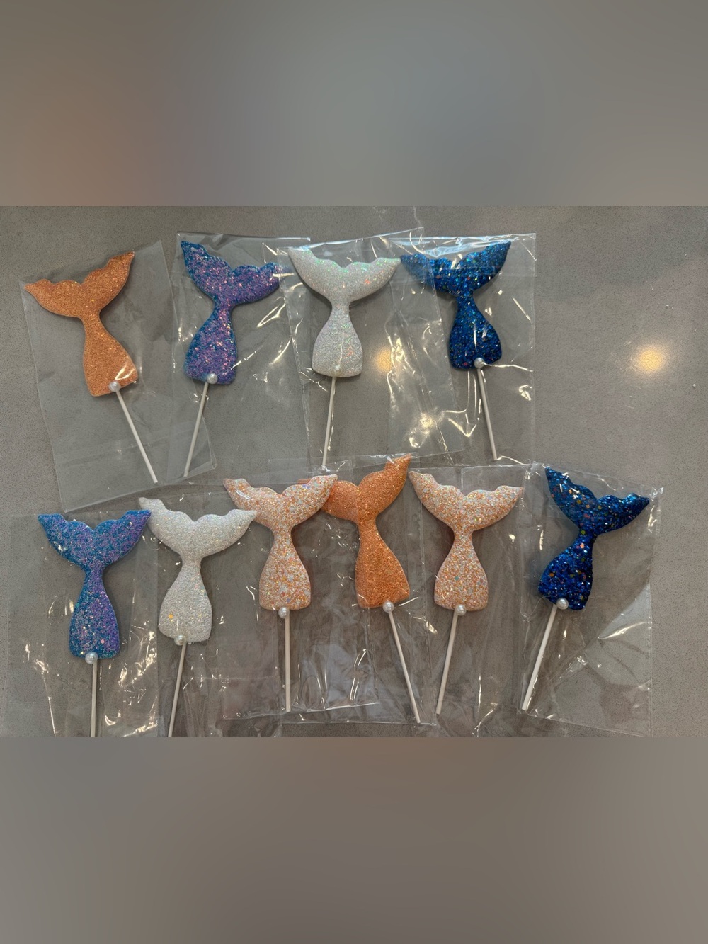 Set of 10 Cute Mermaid Tail Cupcake/Cake Toppers for Birthday Party